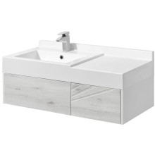 Комплект мебели белый глянец/ольха наварра 100 см Акватон Сакура 1A234901SKW80 + 1A71973KSK010 + 1A235102SKW80