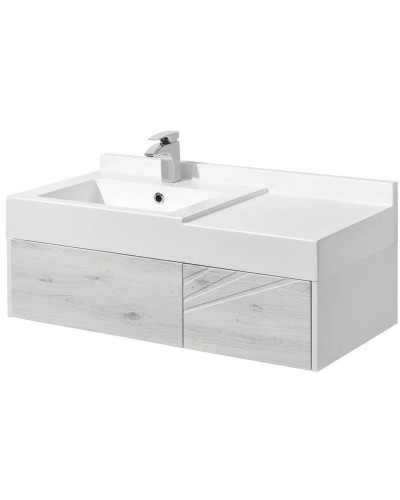 Комплект мебели белый глянец/ольха наварра 100 см Акватон Сакура 1A234901SKW80 + 1A71973KSK010 + 1A235102SKW80