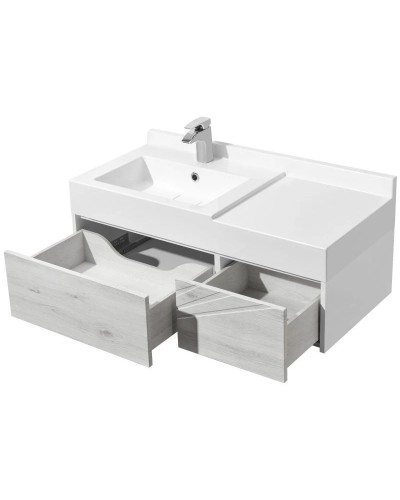 Комплект мебели белый глянец/ольха наварра 100 см Акватон Сакура 1A234901SKW80 + 1A71973KSK010 + 1A235102SKW80