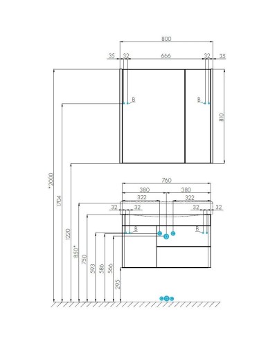 Комплект мебели белый глянец 80 см Акватон Беверли 1A235501BV010 + 1WH302422 + 1A237102BV010