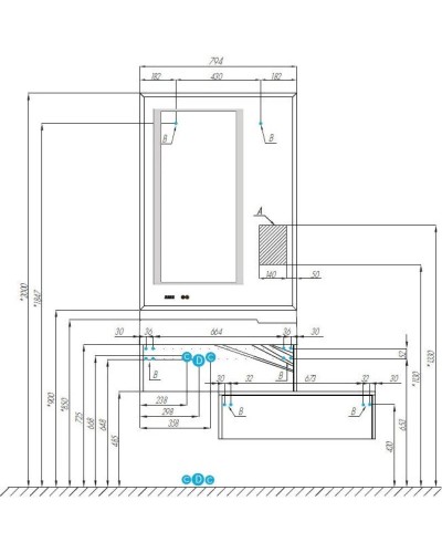 Комплект мебели белый глянец/ольха наварра 80 см Акватон Сакура 1A236401SKW80 + 1A71993KSK010 + 1A236502SKW80