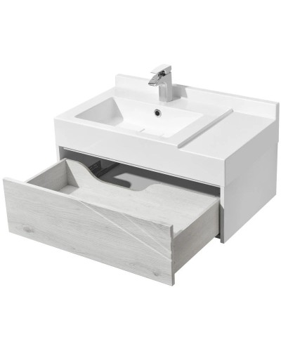 Комплект мебели белый глянец/ольха наварра 80 см Акватон Сакура 1A236401SKW80 + 1A71993KSK010 + 1A236502SKW80