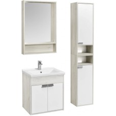 Комплект мебели белый глянец/дуб крафт 60 см Акватон Флай 1A237301FAX10 + 1WH302421 + 1A237602FA860