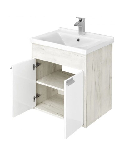 Комплект мебели белый глянец/дуб крафт 60 см Акватон Флай 1A237301FAX10 + 1WH302421 + 1A237602FA860