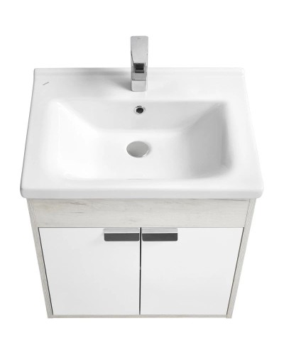 Комплект мебели белый глянец/дуб крафт 60 см Акватон Флай 1A237301FAX10 + 1WH302421 + 1A237602FA860