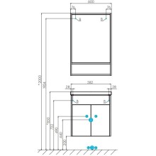 Комплект мебели белый глянец/дуб крафт 60 см Акватон Флай 1A237301FAX10 + 1WH302421 + 1A237602FA860