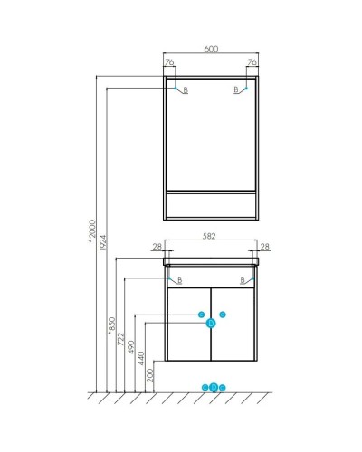 Комплект мебели белый глянец/дуб крафт 60 см Акватон Флай 1A237301FAX10 + 1WH302421 + 1A237602FA860
