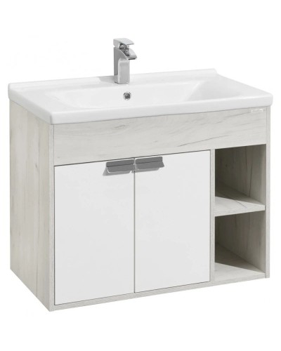 Комплект мебели белый глянец/дуб крафт 80 см Акватон Флай 1A237401FAX10 + 1WH302251 + 1A237702FAX10