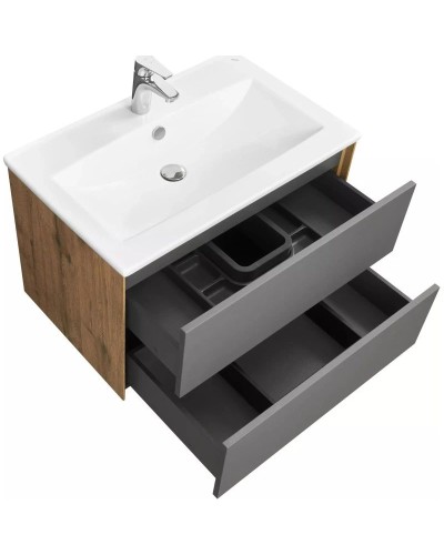 Комплект мебели графит софт/дуб веллингтон 75 см Акватон Сохо 1A258101AJA00 + 1WH501619 + 1A258302AJA0L