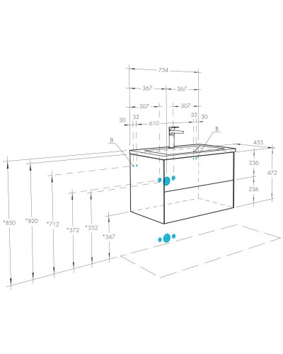 Комплект мебели графит софт/дуб веллингтон 75 см Акватон Сохо 1A258101AJA00 + 1WH501619 + 1A258302AJA0L