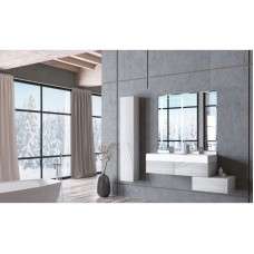 Комплект мебели белый глянец/ольха наварра 120 см Акватон Сакура 1A219701SKW80 + 1A72433KSK010 + 1A220002SKW80