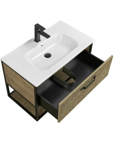 Комплект мебели дуб кантри/черный 80 см Акватон Лофт Фабрик 1A242401LTDY0 + 732799C000 + 1A242602LTDY0