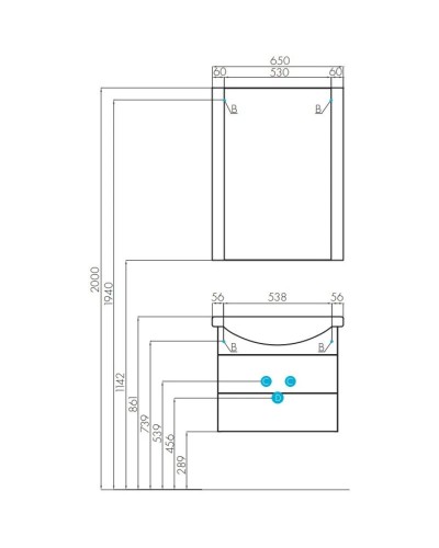 Комплект мебели белый 65 см Акватон Ария 1A123301AA010 + 1WH207782 + 1A133702AA010