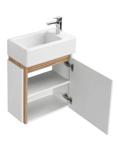 Комплект мебели белый глянец/эбони светлый 46 см Акватон Эклипс 1A172801EK49R + 1WH301972 + 1A129002EK010