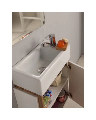 Комплект мебели белый глянец/эбони светлый 46 см Акватон Эклипс 1A172801EK49R + 1WH301972 + 1A129002EK010