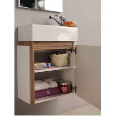 Комплект мебели белый глянец/эбони светлый 46 см Акватон Эклипс 1A172801EK49R + 1WH301972 + 1A129002EK010