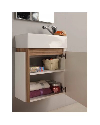 Комплект мебели белый глянец/эбони светлый 46 см Акватон Эклипс 1A172801EK49R + 1WH301972 + 1A129002EK010