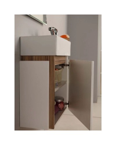 Комплект мебели белый глянец/эбони светлый 46 см Акватон Эклипс 1A172801EK49R + 1WH301972 + 1A129002EK010