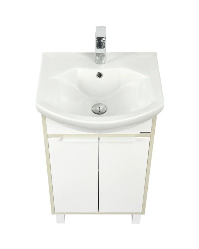 Комплект мебели белый глянец/ясень фабрик 50,5 см Акватон Рико 1A212401RIB90 + 1WH207781 + 1A212302RIB90