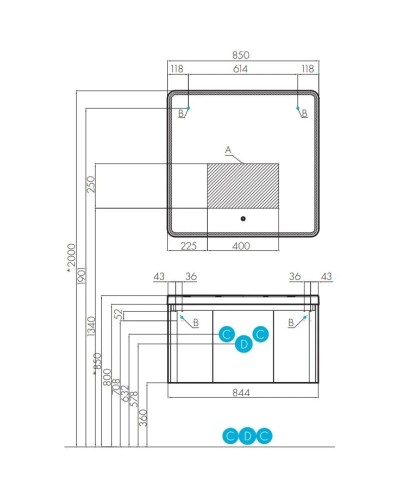 Комплект мебели белый глянец 85 см Акватон Шерилл 1A208801SH010 + 1A71443KSH010 + 1A210302SH010