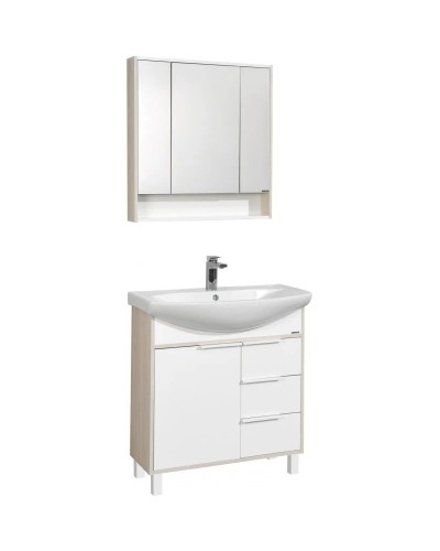 Комплект мебели белый глянец/ясень фабрик 80,5 см Акватон Рико 1A215401RIB90 + 1WH207783 + 1A215302RIB90