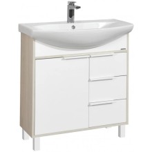 Комплект мебели белый глянец/ясень фабрик 80,5 см Акватон Рико 1A215401RIB90 + 1WH207783 + 1A215302RIB90