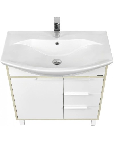 Комплект мебели белый глянец/ясень фабрик 80,5 см Акватон Рико 1A215401RIB90 + 1WH207783 + 1A215302RIB90