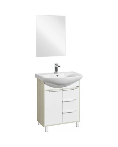 Комплект мебели белый глянец/ясень фабрик 65 см Акватон Рико 1A213301RIB90 + 1WH207782 + 1A216402RI010