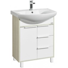 Комплект мебели белый глянец/ясень фабрик 65 см Акватон Рико 1A213301RIB90 + 1WH207782 + 1A216402RI010