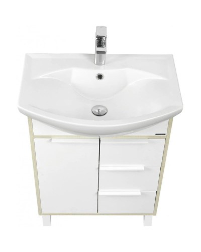 Комплект мебели белый глянец/ясень фабрик 65 см Акватон Рико 1A213301RIB90 + 1WH207782 + 1A216402RI010