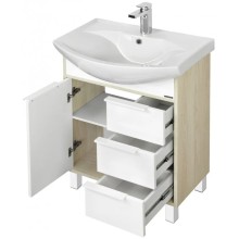 Комплект мебели белый глянец/ясень фабрик 65 см Акватон Рико 1A213301RIB90 + 1WH207782 + 1A216402RI010