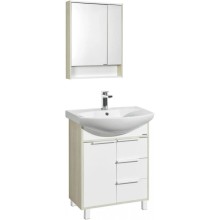 Комплект мебели белый глянец/ясень фабрик 65 см Акватон Рико 1A213301RIB90 + 1WH207782 + 1A215202RIB90