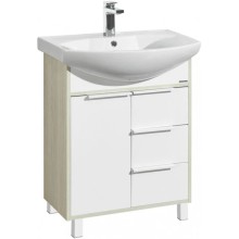 Комплект мебели белый глянец/ясень фабрик 65 см Акватон Рико 1A213301RIB90 + 1WH207782 + 1A215202RIB90