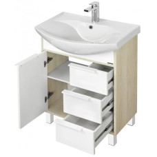 Комплект мебели белый глянец/ясень фабрик 65 см Акватон Рико 1A213301RIB90 + 1WH207782 + 1A215202RIB90