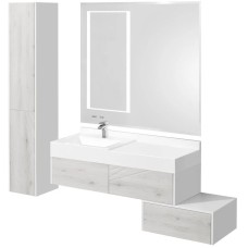 Комплект мебели белый глянец/ольха наварра 120 см Акватон Сакура 1A219701SKW80 + 1A71893KSK010 + 1A220002SKW80