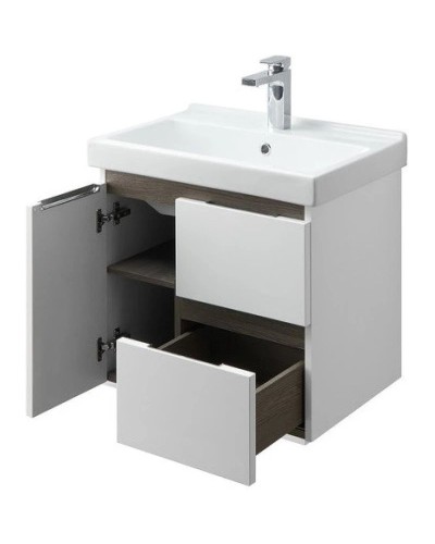 Комплект мебели белый глянец/грецкий орех 60 см Акватон Рене 1A258501NRC80 + 1WH302421 + 1A222302NR010