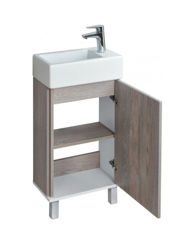 Комплект мебели белый глянец/дуб навара 46 см Акватон Эмма 1A221601EAD80 + 1WH301972 + 1A221802EAD80