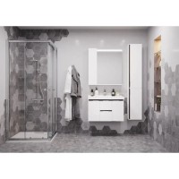 Комплект мебели белый глянец/грецкий орех 80 см Акватон Рене 1A258601NRC80 + 1WH302251 + 1A222502NRC80