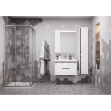 Комплект мебели белый глянец/грецкий орех 80 см Акватон Рене 1A258601NRC80 + 1WH302251 + 1A222502NRC80