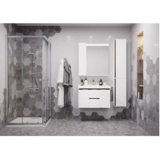 Комплект мебели белый глянец/грецкий орех 80 см Акватон Рене 1A258601NRC80 + 1WH302251 + 1A222502NRC80