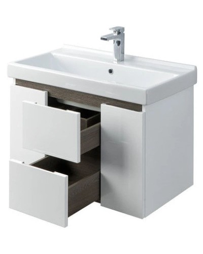 Комплект мебели белый глянец/грецкий орех 80 см Акватон Рене 1A258601NRC80 + 1WH302251 + 1A222502NRC80