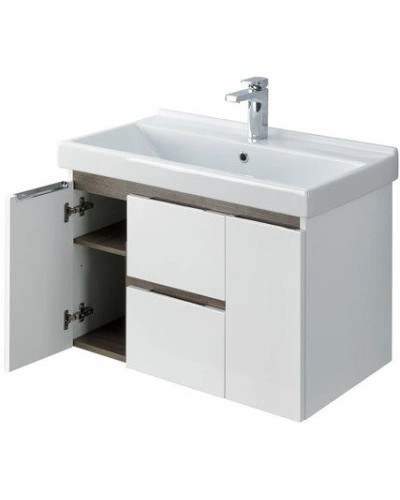 Комплект мебели белый глянец/грецкий орех 80 см Акватон Рене 1A258601NRC80 + 1WH302251 + 1A222502NRC80