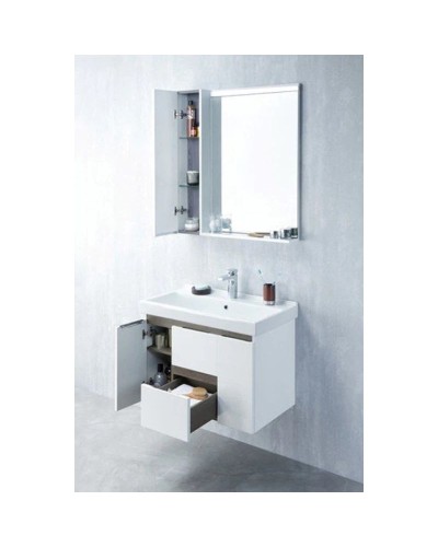 Комплект мебели белый глянец/грецкий орех 80 см Акватон Рене 1A258601NRC80 + 1WH302251 + 1A222502NRC80