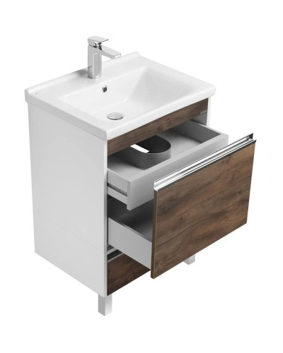 Комплект мебели белый глянец/таксония темная 60 см Акватон Капри 1A230101KPDB0 + 1WH302421 + 1A230302KPDB0