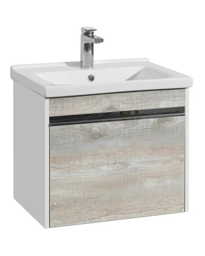 Комплект мебели белый глянец/бетон пайн 60 см Акватон Капри 1A230101KPDA0 + 1WH302421 + 1A230302KPDA0