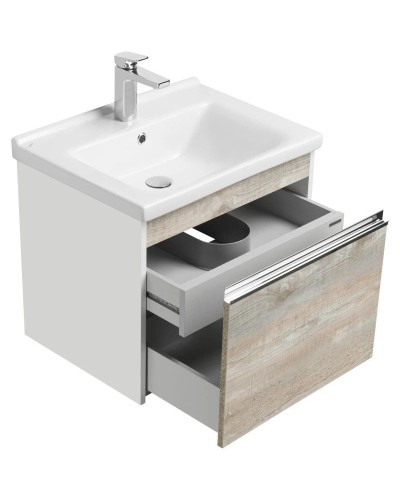 Комплект мебели белый глянец/бетон пайн 60 см Акватон Капри 1A230101KPDA0 + 1WH302421 + 1A230302KPDA0