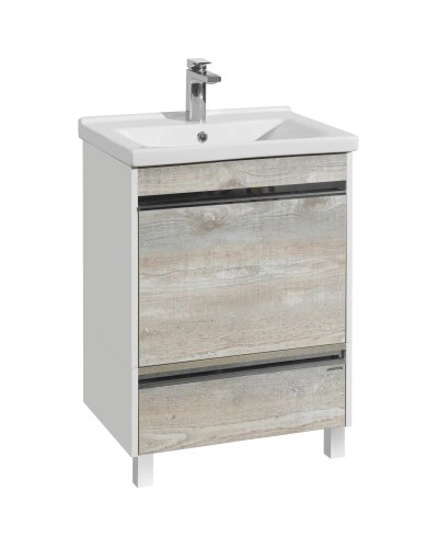 Комплект мебели белый глянец/бетон пайн 60 см Акватон Капри 1A230101KPDA0 + 1WH302421 + 1A230302KPDA0