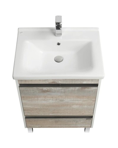 Комплект мебели белый глянец/бетон пайн 60 см Акватон Капри 1A230101KPDA0 + 1WH302421 + 1A230302KPDA0