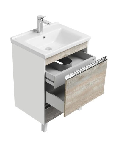 Комплект мебели белый глянец/бетон пайн 60 см Акватон Капри 1A230101KPDA0 + 1WH302421 + 1A230302KPDA0