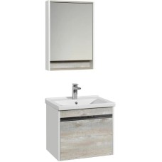 Комплект мебели белый глянец/бетон пайн 60 см Акватон Капри 1A230101KPDA0 + 1WH302421 + 1A230302KPDA0